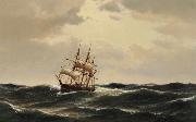 Carl Bille A ship in stormy waters Spain oil painting artist